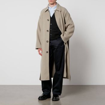 AMI Long Belted Wool and Cashmere-Blend Coat - IT 50/L