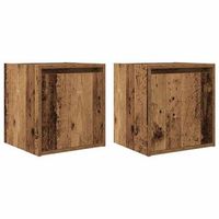 juego de mesitas de noche de pared - mesillas de noche flotante madera vieja 38x34x40 cm mc7216
