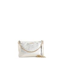 bolso de mano de piel laminada con bandolera de cadena light gold