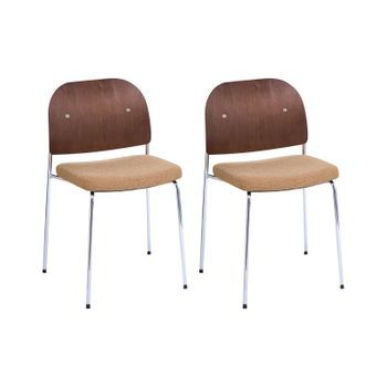 Conjunto De 2 Sillas De Comedor Con Estructura De Metal Asiento Tapizado Apilables Estilo Loft Vintage Naranja/marrón Oscuro Ashcroft