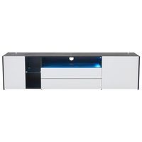 mueble de tv 180 x 40 x 45 cm led regulable acabado blanco y negro
