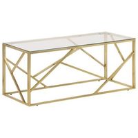 mesa de centrormesa auxiliarrmesa de cafe dorada acero inoxidable y vidrio templado