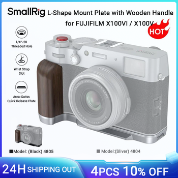 Empuñadura SmallRig X100VI / X100V Empuñadura de madera en forma de L para cámara FUJIFILM X100VI / X100V, con botón de obturador y cubierta para zapata