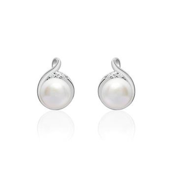 Pendientes de perlas brillantes plata 925