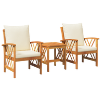 juego de jardin 3 uds con cojines de madera maciza acacia cfw657756