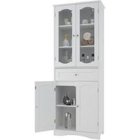 costway armario alto mueble columna de bano independiente con 4 puertas blanco 60 x 30 x 160 cm