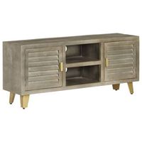 mueble para tv madera maciza mango con laton gris 110x30x48 cm vidaxl