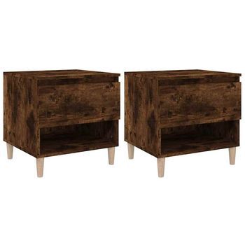Mesitas De Noche 2 Uds Contrachapada Roble Ahumado 50x46x50 Cm Vidaxl