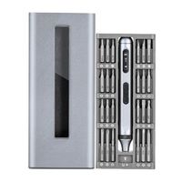 destornillador electrico portatil 50 en 1 con doble luz pantalla lcd giro bidireccional torque 03nm y bateria recargable 72x2x172 cm color plata