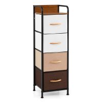 costway comoda de 4 cajones con cajones de tela plegables extraibles estructura metalica organizador para entrada salon dormitorio vestidor