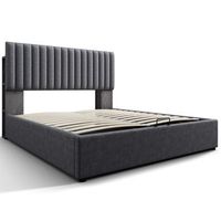 cama de matrimonio acolchada 160x200 cm led controlable a traves de una aplicacion con cargador usb type-c gris con colchon