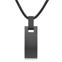 colgante de acero inoxidable negro con cadena de caucho