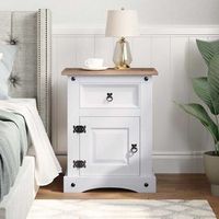 mesita de noche corona range pino mexicano blanco 53x39x67 cm