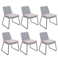 silla de jardin de mimbre balero gris claro - lote de 6