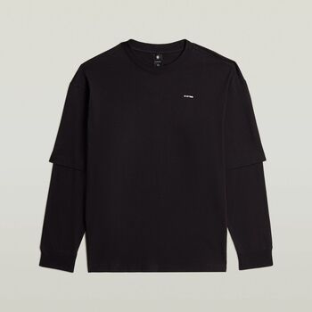 G-Star Raw Jersey D28600-E385 DOUBLE SLEEVE LOOSE R T-6484 BLACK para hombre