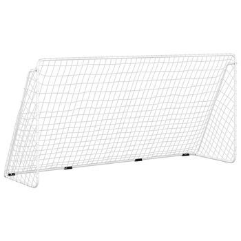 Portería De Fútbol Con Red Acero Blanco 366x122x182 Cm Vidaxl
