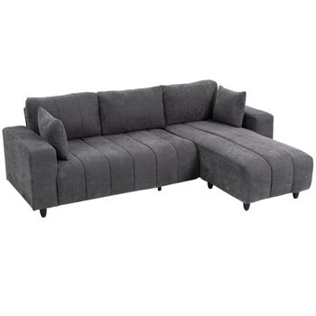 HOMCOM Sofá Esquinero Modular 242 cm 3 Plazas en L con Chaise Longue Reversible 2 Cojines Tejido Efecto Lino Gris   Aosom España