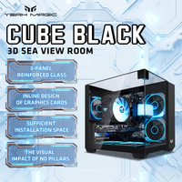 caja de ordenador yeah magic cube matx de estilo moderno vista panoramica de tres lados con cristal para juegos y negocios
