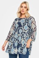 yours top malla azul estampado abstracto mujer curvy y tallas grandes yours