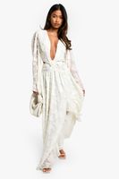 vestido maxi texturizado con abertura blanco