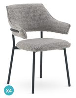 pack 4 sillones tapizados chenilla jaspeado gris claro