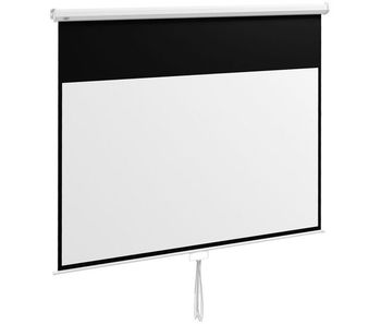 Homcom pantalla de proyector manual 100 pulgadas pantalla de proyección portátil formato 16:9 con altura ajustable para interior y exterior cine en casa patio 221x124 cm blanco
