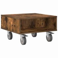 mesa lateral con ruedas roble ahumado 505 x 50 x 30 cm vidaxl
