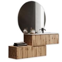 mueble de bano banera derecha 4 piezas en mdf roble