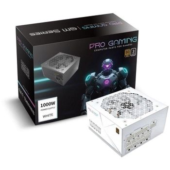 Fuente de Alimentación ProGaming 1000W 80+ Gold modular blanca con I-STOP