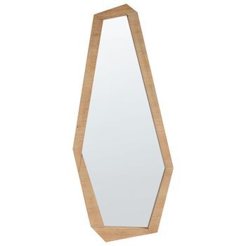 Espejo De Pared Irregular Con Marco De Madera Moderno Marrón Claro 44 X 104 Cm Chanu