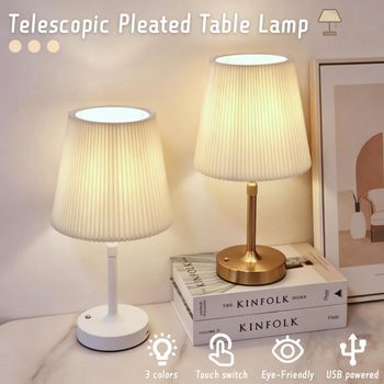 Lámpara de Mesa Telescópica Plegable, Control Táctil, 3 Colores Regulables, Recargable por USB, Decoración para Dormitorio, Sala de Estar y Escritorio