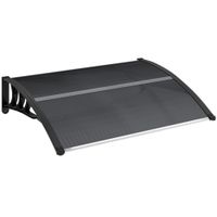 outsunny marquesina de proteccion contra sol y lluvia 100x75x23 cm con cubierta de policarbonato para puertas y ventanas negro