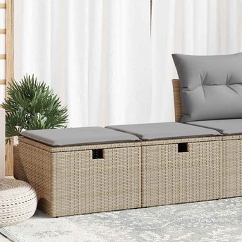 Set Sofás Jardín Y Cojines 2 Uds | Juego De Muebles De Jardín Ratán Sintético Acacia Beige Cfw98747