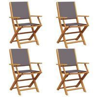 pack 4 uds sillas de jardin  silla de exterior  sillon plegables madera maciza y tela antracita
