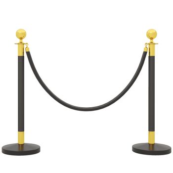 HOMCOM Postes Separadores de Acero Inoxidable de 2 Piezas 96 cm de Altura Base Rellenable 2 Cuerdas de Terciopelo Negro