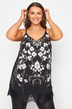 Luxe Top Negro De Tirantes Con Lentejuelas Y Encaje, Mujer Curvy Y Tallas Grandes, Luxe: Ultimate Embellishment
