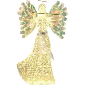 Decoración Navideña De Ángel Iluminado Costway Figuras De Iluminación Navideña En 3d Con Flauta