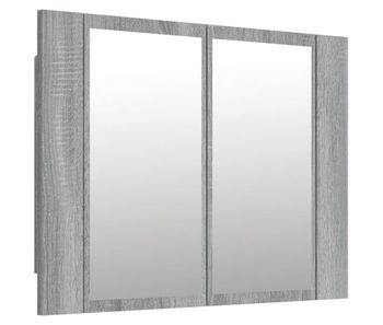 Vidaxl armario con espejo y led madera contrachapada gris 60x12x45 cm