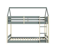 litera montessori axel casita verde caqui y madera natural - conforama