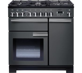 Professional Deluxe 90 cm Dual Fuel Range Cooker - Slate & Chrome, Red
