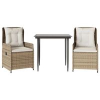 set comedor de jardin 3 pzas con cojines ratan sintetico beige cfw259324