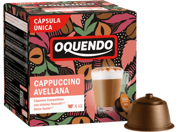Cápsulas monodosis - Oquendo Cappuccino Avellana, 12 Cápsulas, Con sabor a avellana