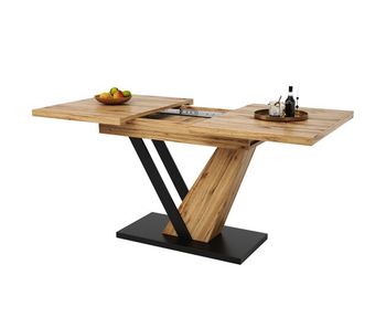 Mesa de comedor extensible rectangular 120-160máx cm de mdf,natural