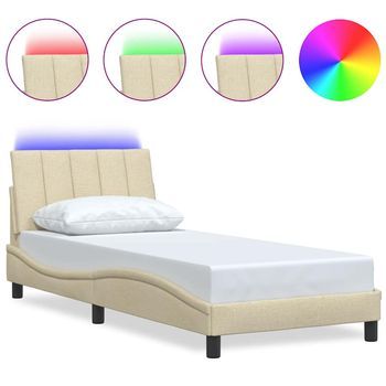 Estructura De Cama Sin Colchón Hanko Tela Crema 80x200 Cm Vidaxl