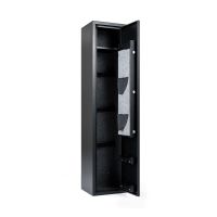 costway armario delgado para armas negro de acero laminado en frio codigo 12 digitos alarma luz led capacidad 5 fusiles 30 x 28 x 138 cm negro