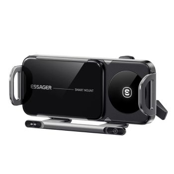 Cargador inalámbrico para coche ESSAGER X01 15W con salida de aire, soporte de doble bobina y interrupción de un clic, c
