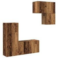 mueble de tv 4 uds madera envejecida madera de ingenieria vidaxl