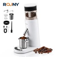 molinillo de cafe recargable usb-c rouny 60 ajustes muela de acero inoxidable de 41 mm tactil led inalambrico y portatil blanco