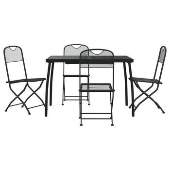 Conjunto Comedor Jardin 5 Uds | Mueble Jardin Mesa Y Sillas Malla Metálica Gris Antracita