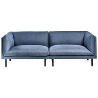 sofa 3 plazas tapizado tela de poliester patas de hierro muebles sala de estar azul oscuro vorgod